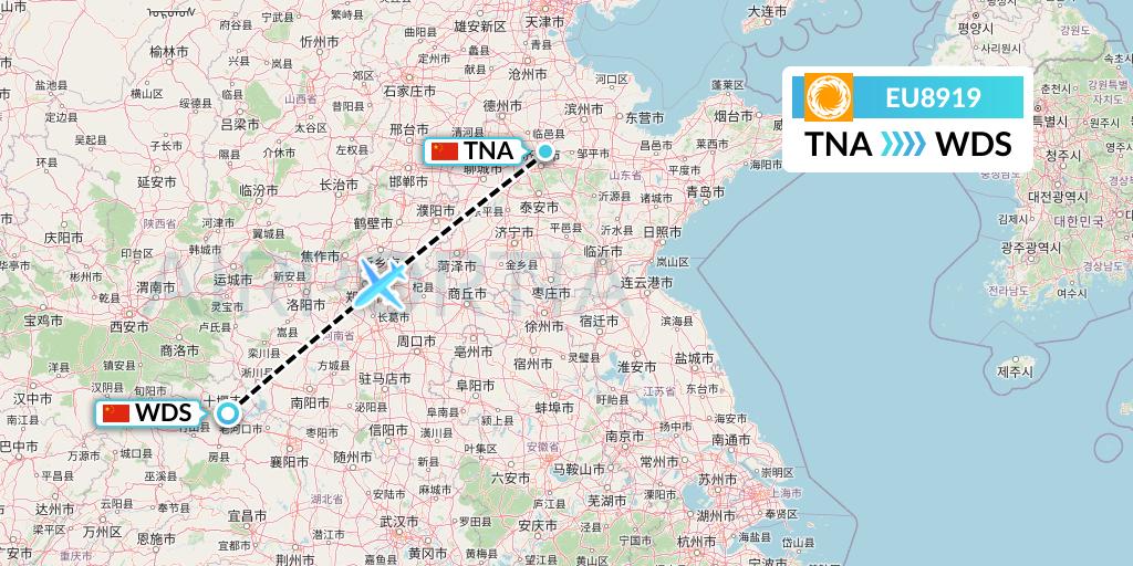 EU8919 Chengdu Airlines Flight Map: Jinan to Shiyan