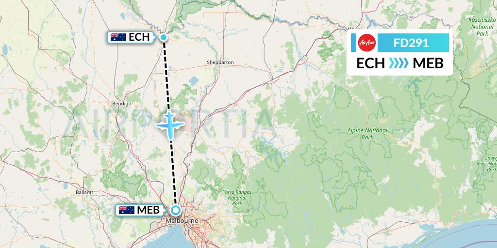 FD291 Thai AirAsia Flight Map: Echuca to Essendon