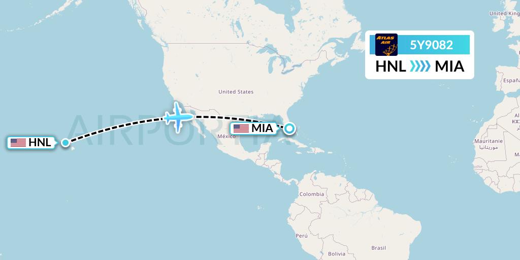 5Y9082 Atlas Air Flight Map: Honolulu to Miami
