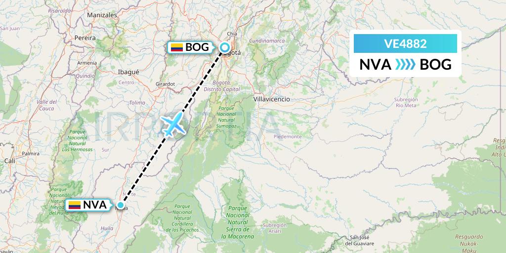 VE4882 Easyfly Flight Map: Neiva to Bogota