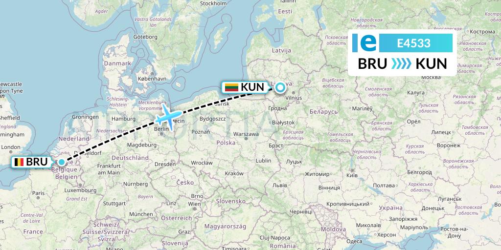 E4533 Estelar Latinoamerica C.A. Flight Map: Brussels to Kaunas