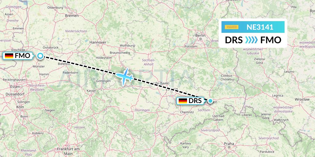 NE3141 Nesma Airlines Flight Map: Dresden to Munster