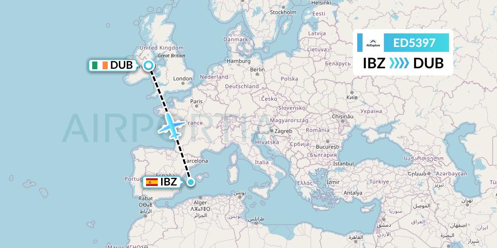 ED5397 AirExplore Flight Map: Ibiza to Dublin