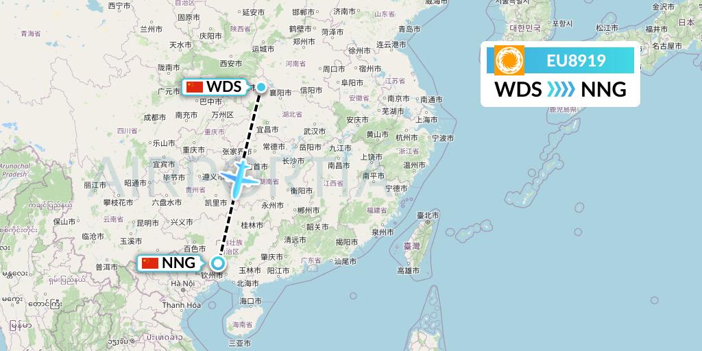 EU8919 Chengdu Airlines Flight Map: Shiyan to Nanning