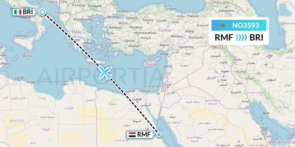 NO3593 Neos Flight Map: Marsa Alam to Bari