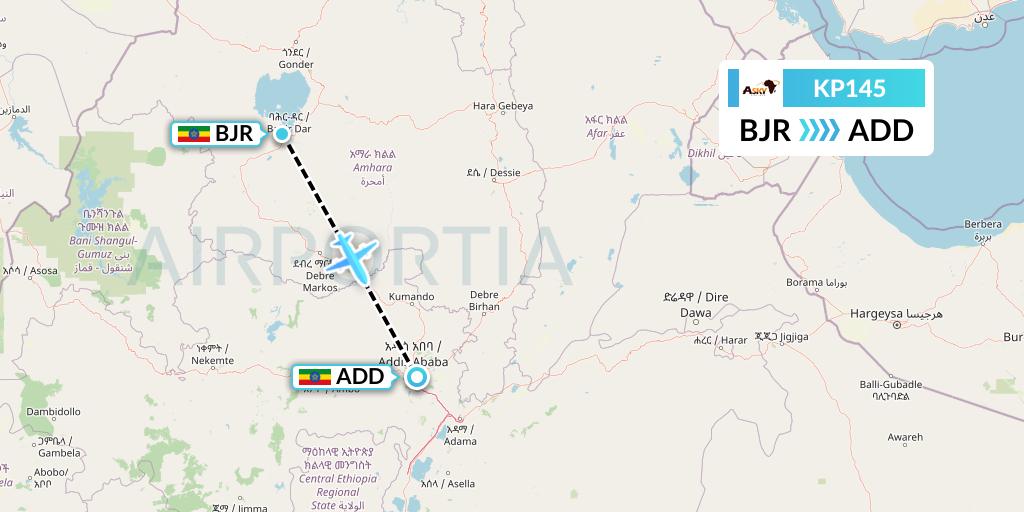 KP145 ASKY Flight Map: Bahir Dar to Addis Ababa