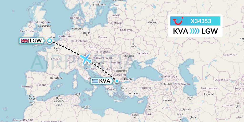 X34353 TUI fly Germany Flight Map: Kavala to London