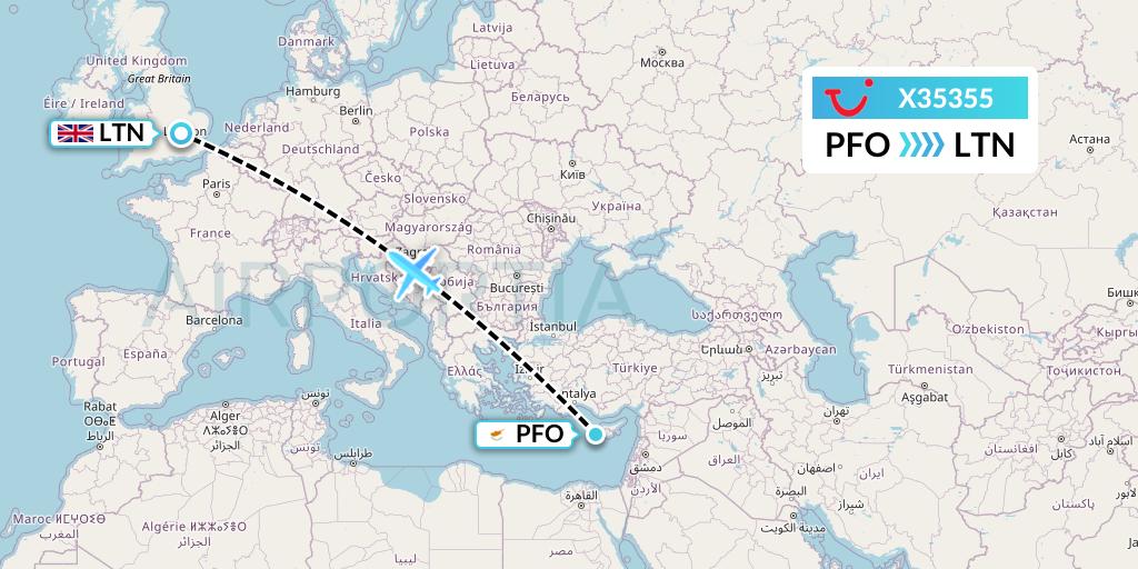 X35355 TUI fly Germany Flight Map: Pafos to London