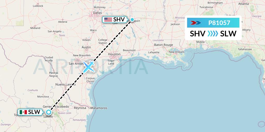 P81057 Sprint Air Flight Map: Shreveport to Saltillo
