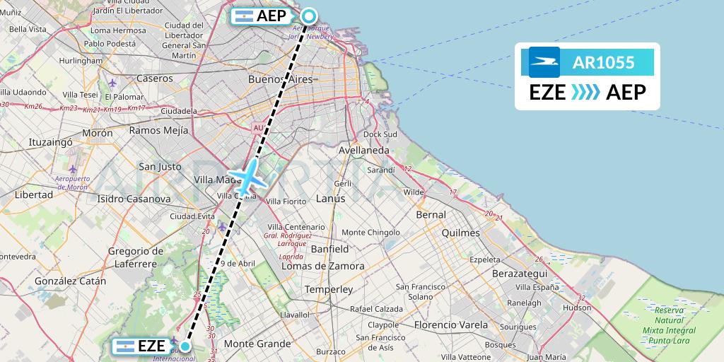 AR1055 Aerolineas Argentinas Flight Map: Buenos Aires to Buenos Aires