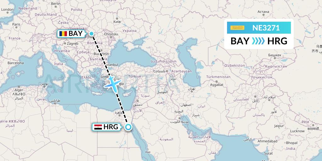 NE3271 Nesma Airlines Flight Map: Baia Mare to Hurghada