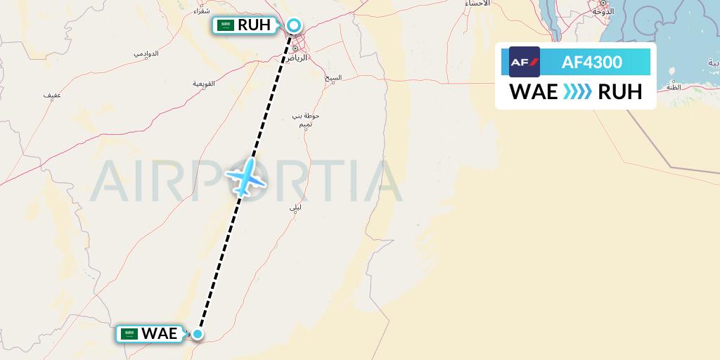 AF4300 Air France Flight Map: Saudi Arabia to Riyadh