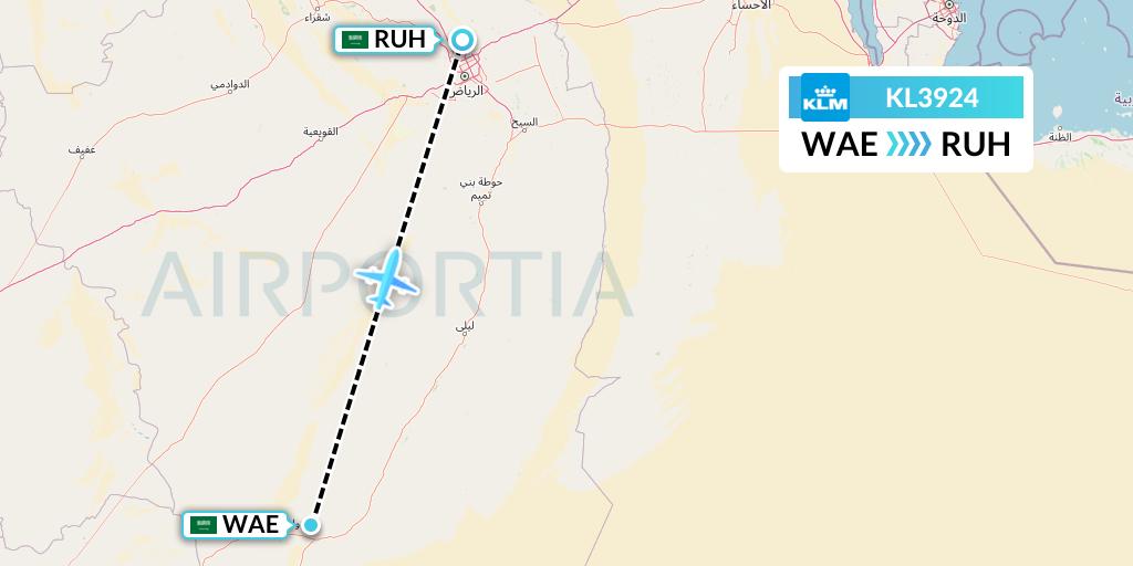KL3924 KLM Flight Map: Saudi Arabia to Riyadh