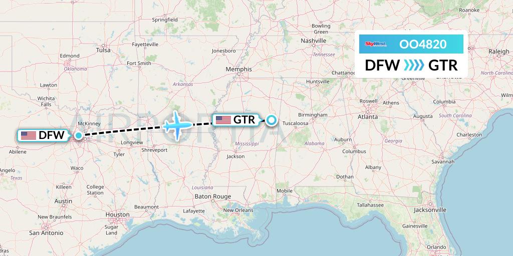 OO4820 SkyWest Airlines Flight Map: Dallas to Golden Triangle