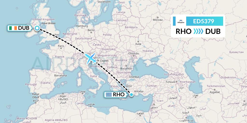 ED5379 AirExplore Flight Map: Rhodes to Dublin