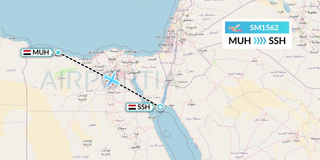 SM1562 Air Cairo Flight Map: Mersa Matruh to Sharm el-Sheikh
