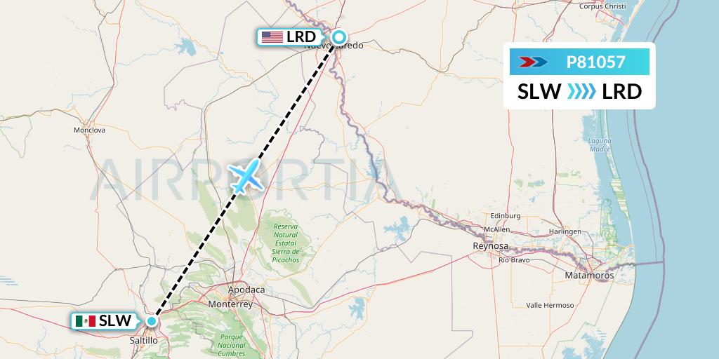 P81057 Sprint Air Flight Map: Saltillo to Laredo
