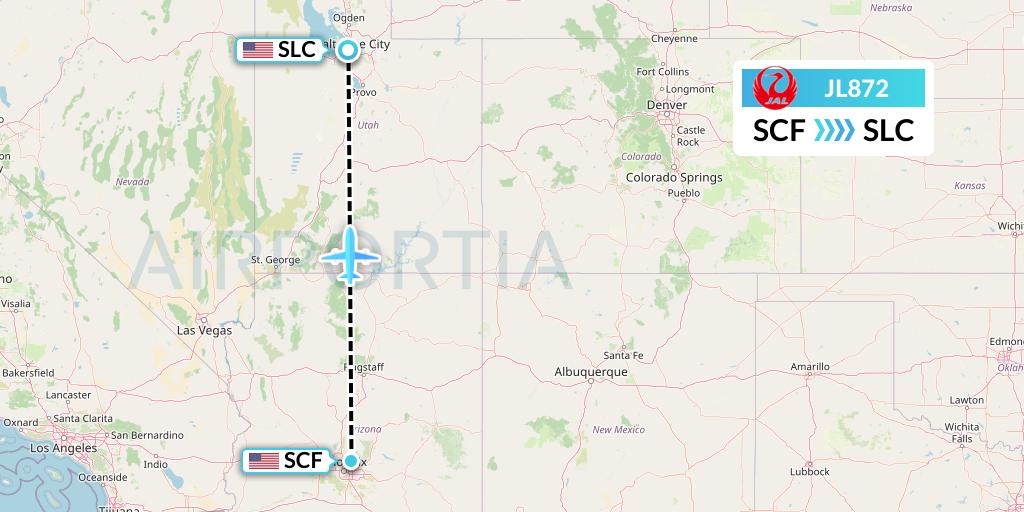 JL872 Japan Airlines Flight Map: Scottsdale to Salt Lake City