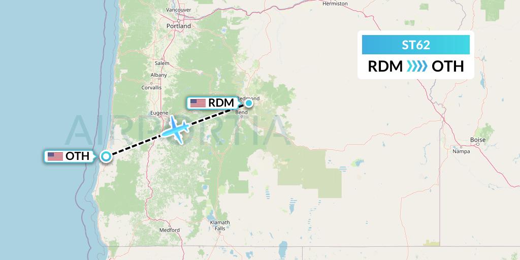 ST62 Air Thanlwin Flight Map: Redmond to North Bend