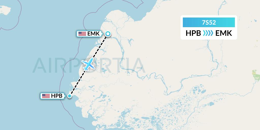 7S52 Ryan Air (USA) Flight Map: Hooper Bay to Emmonak