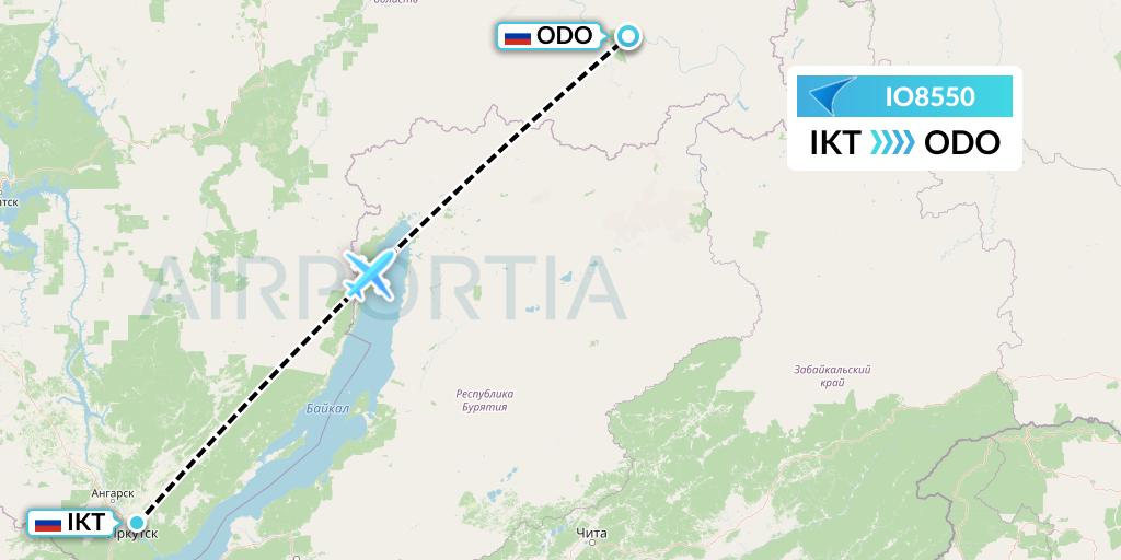 IO8550 IrAero Flight Map: Irkutsk to Bodaybo