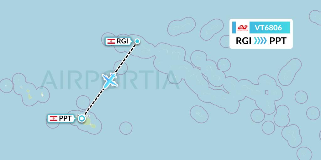 VT6806 Air Tahiti Flight Map: Rangiroa to Papeete