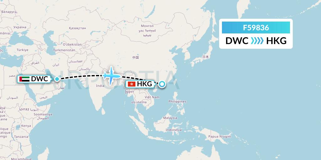 F59836 Aerotranscargo Flight Map: Dubai to Hong Kong