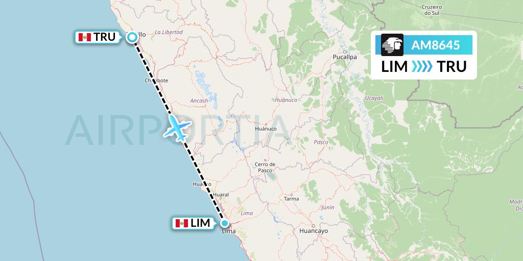 AM8645 Aeromexico Flight Map: Lima to Trujillo
