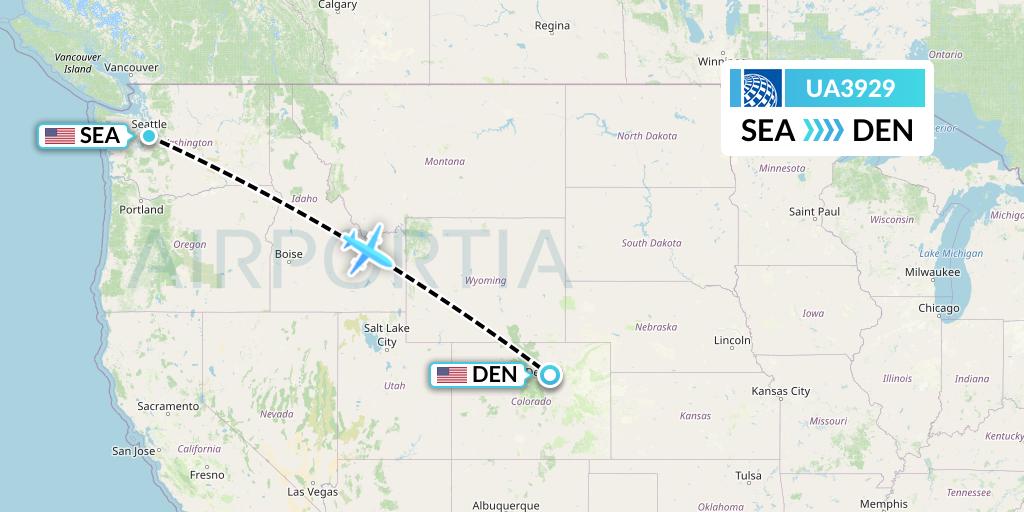 UA3929 United Airlines Flight Map: Seattle to Denver