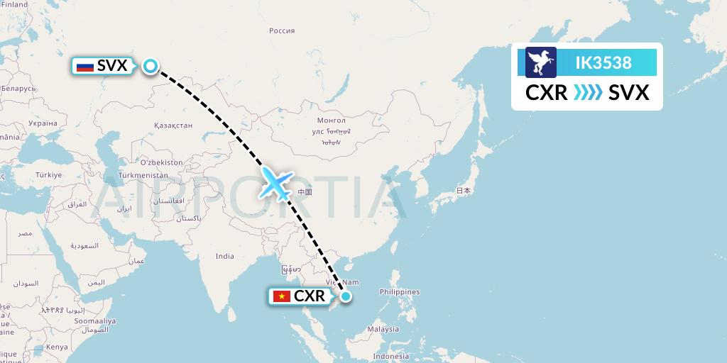 IK3538 Air Kiribati Flight Map: Nha Trang to Yekaterinburg