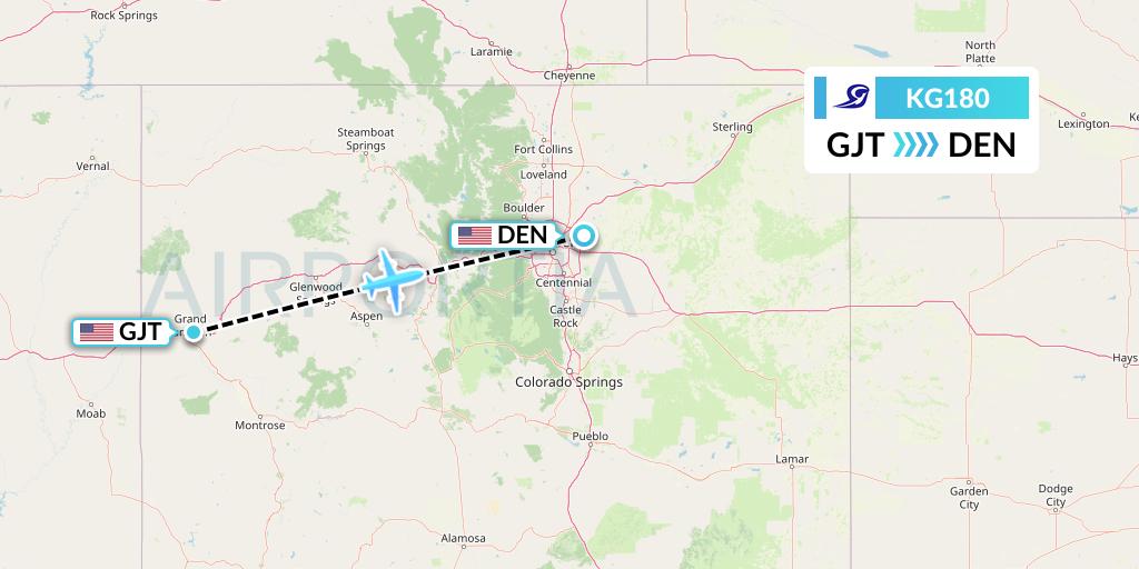 KG180 Key Lime Air Flight Map: Grand Junction to Denver