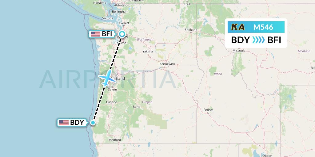M546 Kenmore Air Flight Map: Bandon to Seattle