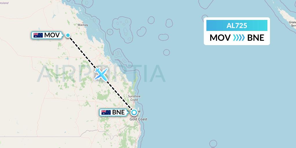 AL725 Air Leisure Flight Map: Moranbah to Brisbane