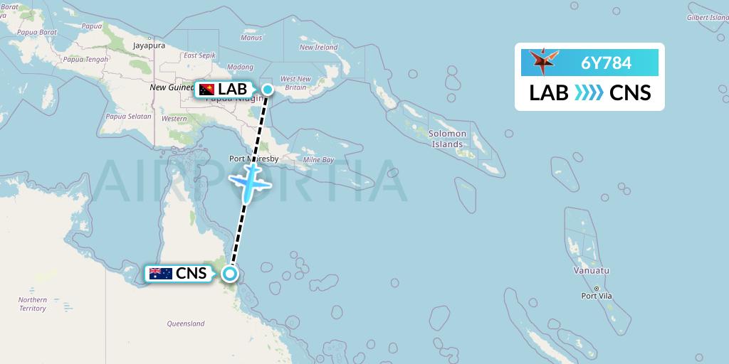 6Y784 SmartLynx Flight Map: Lablab to Cairns