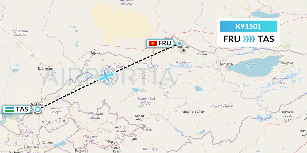 K91501 Kalitta Charters Flight Map: Bishkek to Tashkent