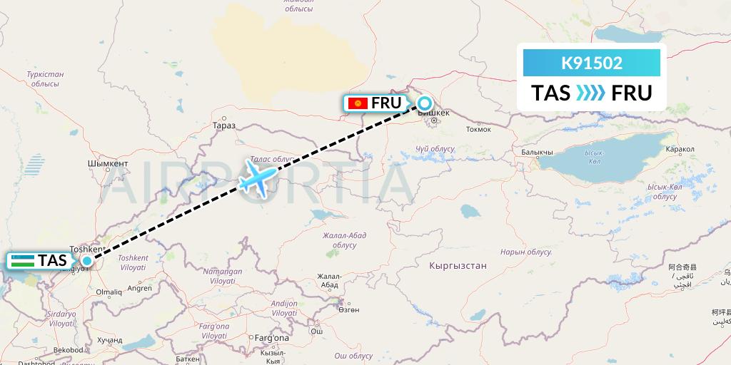 K91502 Kalitta Charters Flight Map: Tashkent to Bishkek