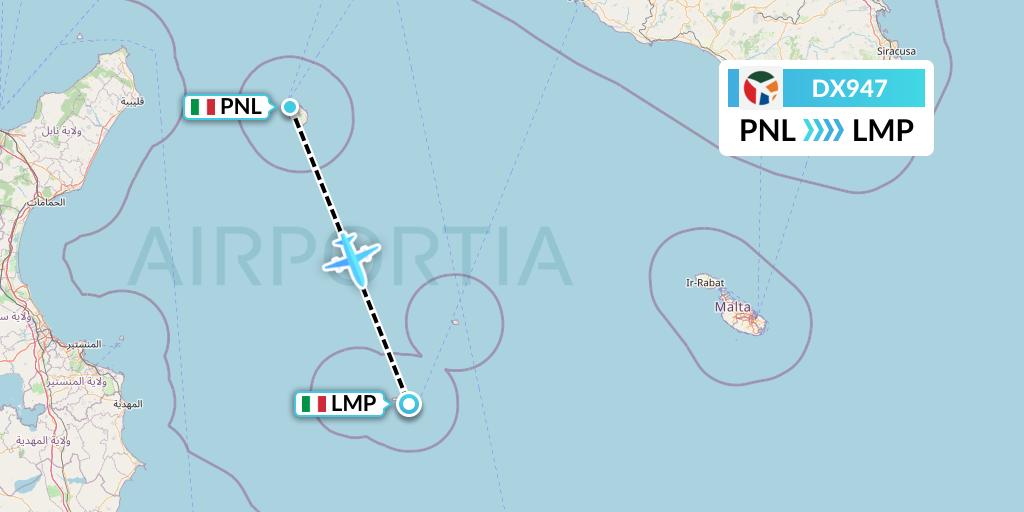 DX947 Danish Air Transport Flight Map: Pantelleria to Lampedusa