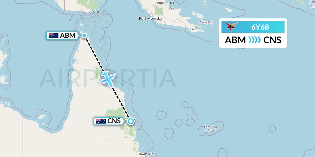 6Y68 SmartLynx Flight Map: Bamaga to Cairns