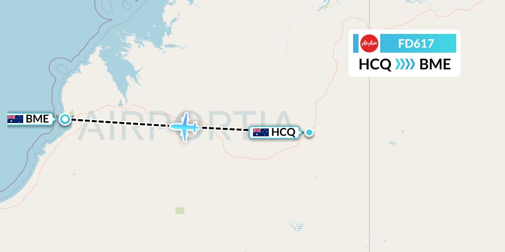 FD617 Thai AirAsia Flight Map: Australia to Broome