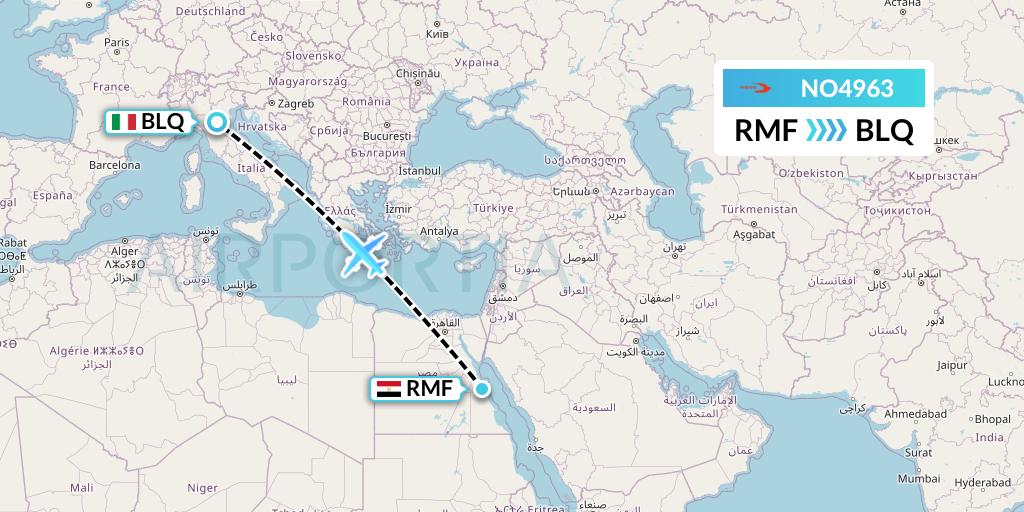 NO4963 Neos Flight Map: Marsa Alam to Bologna