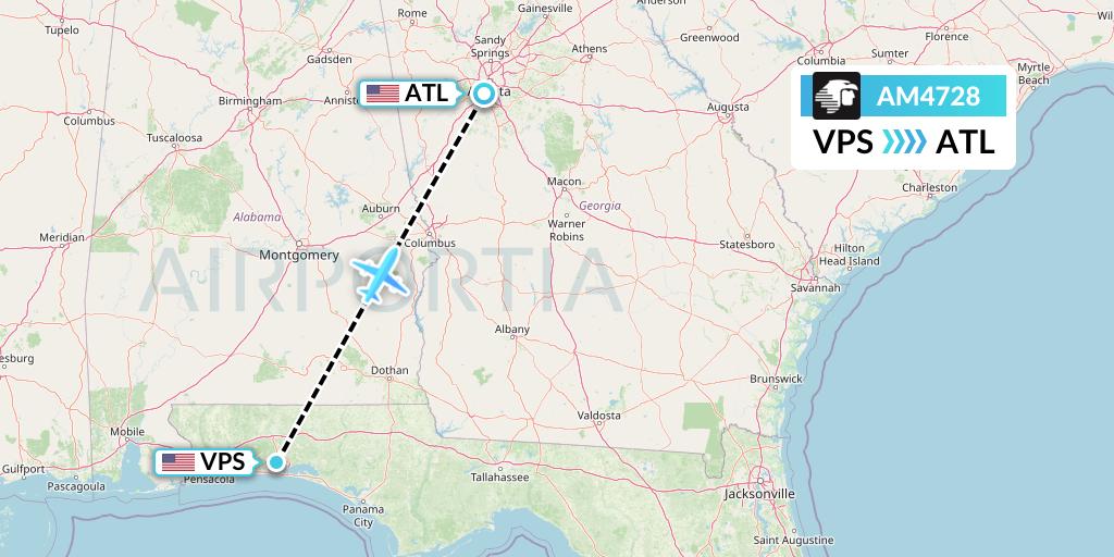 AM4728 Aeromexico Flight Map: Valparaiso to Atlanta