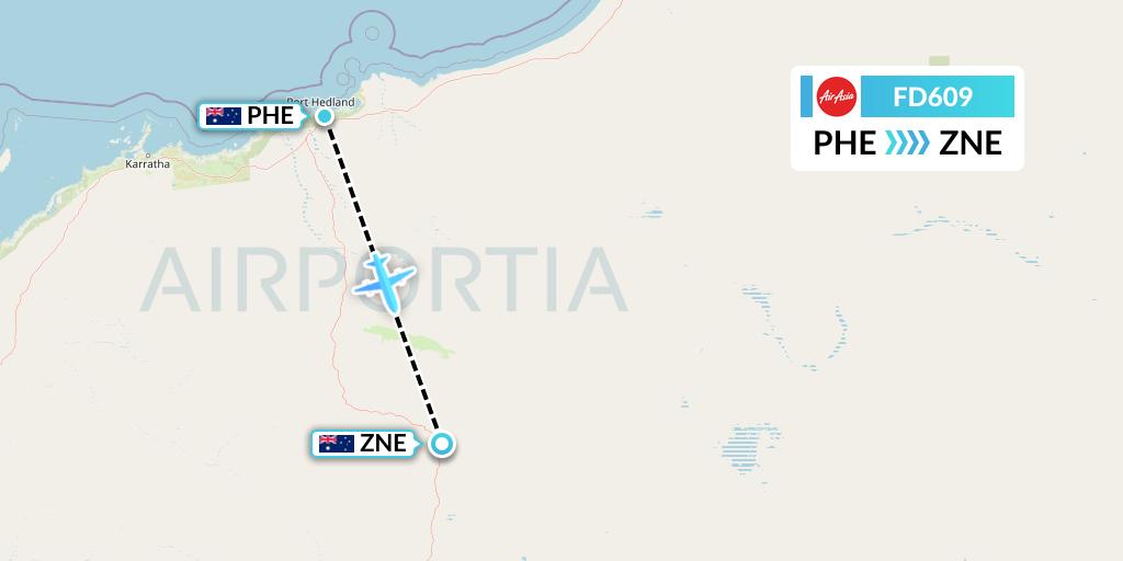 FD609 Thai AirAsia Flight Map: Port Hedland to Newman