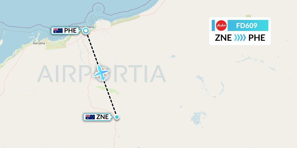 FD609 Thai AirAsia Flight Map: Newman to Port Hedland