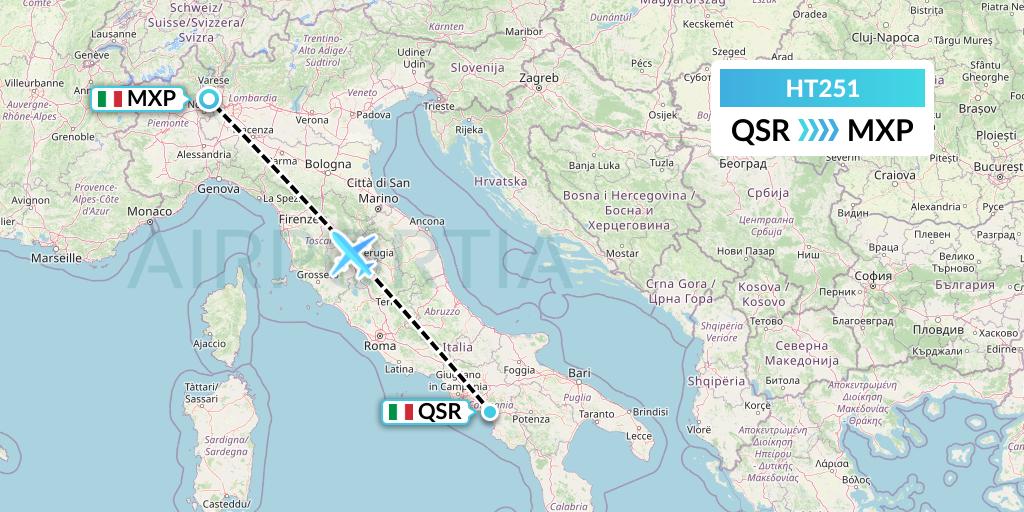 HT251 Ningxia Cargo Airlines CO.,LTD Flight Map: Salerno to Milan