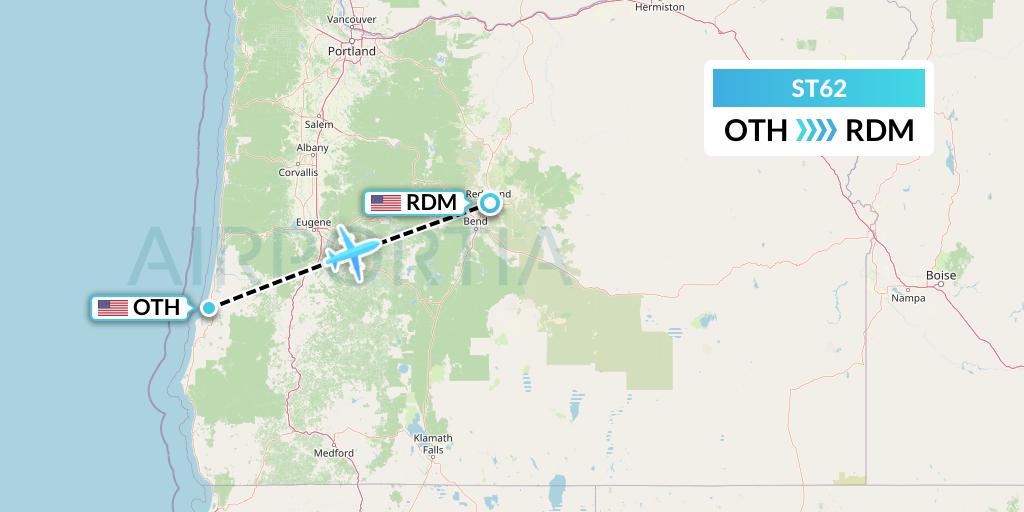 ST62 Air Thanlwin Flight Map: North Bend to Redmond