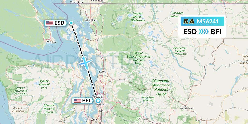 M56241 Kenmore Air Flight Map: Eastsound to Seattle
