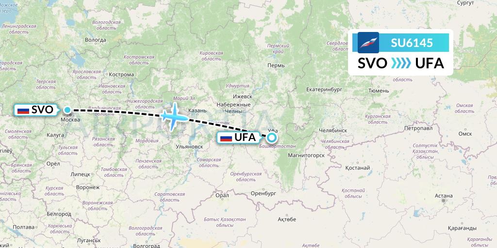 SU6145 Aeroflot Flight Map: Moscow to Ufa