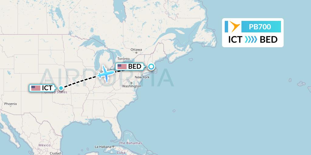 PB700 PAL Airlines Flight Map: Wichita to Bedford