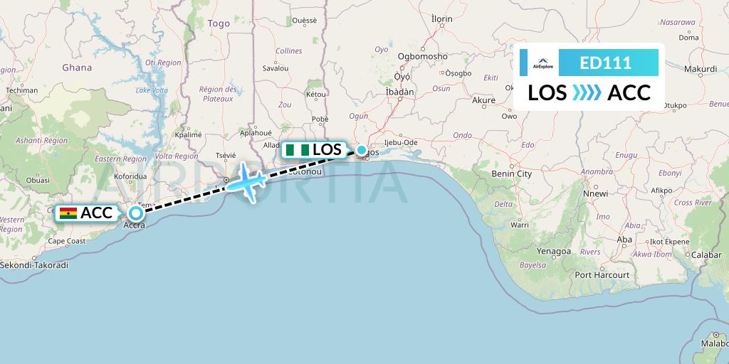 ED111 AirExplore Flight Map: Lagos to Accra