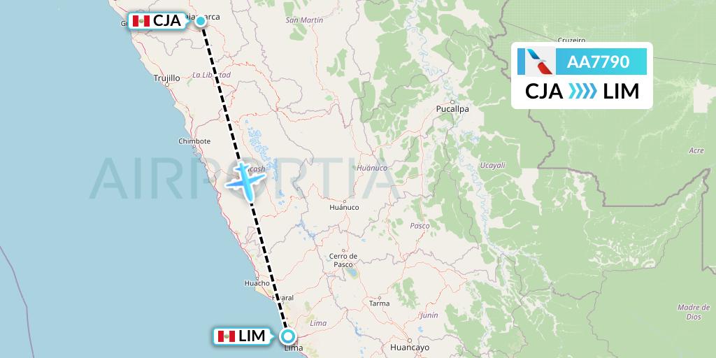 AA7790 American Airlines Flight Map: Cajamarca to Lima
